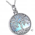 Tree of Life Urn Necklace for Ashes Sterling Silver Round Moonstone