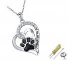 925 Sterling Silver Cute Paw Print Forever Love Heart Pendant Earrings
