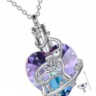 Elephant Heart Crystal Urn Necklace for Ashes Cremation Jewelry Sterling for