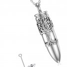 Cremation Jewelry Bullet Urn Necklace for Ashes 925 Sterling Silver of