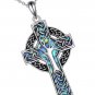 Celtic Cross Necklace Sterling Silver Religious Cross Pendant Abalone Shell