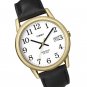 Timex Men's Indiglo Easy Reader Gold Tone White Dial Leather Band Analog
