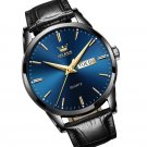Watch for Men Chronograph Brown Leather Gold Case Analog Quartz Fashion