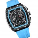 Chronograph Watches for Mens Rubber Strap Black Waterproof Date Analog