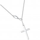White Gold Plated 925 Sterling Silver High Polished Infinity Cross Y for White Gold Plated 925 Sterling Silver High Polished Infinity Cross Y for