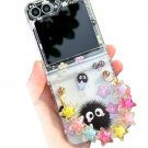 for Galaxy Z Flip 6 Case, Soot Sprite Floral Hard Clear Phone Case for Samsung Z