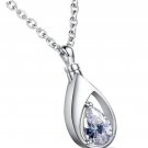 925 Sterling Silver Cremation Jewelry Memorial CZ Teardrop Ashes Keepsake Urns