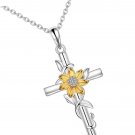 Cross Necklace for Women Sunflower Cross Necklace 925 Sterling Silver Dainty for Cross Necklace for Women Sunflower Cross Necklace 925 Sterling Silver Dainty for