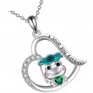 Frog Necklace for Women Sterling Silver Cute Frog Hold Blue/Green Heart Frog Necklace for Women Sterling Silver Cute Frog Hold Blue/Green Heart