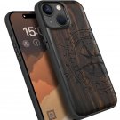 Magnetic Wood Case for iPhone 15 Case [Solid Wood and Black Soft TPU]