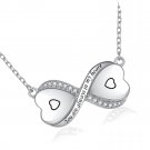 Sterling Silver Dual Infinity Urn Necklace for Women: Double Heart Cremation Two Sterling Silver Dual Infinity Urn Necklace for Women: Double Heart Cremation Two