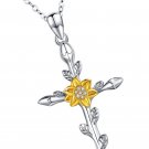 Sunflower Necklace 925 Sterling Silver Cross Necklace Sunflower Gifts Sunflower Necklace 925 Sterling Silver Cross Necklace Sunflower Gifts