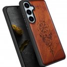 Wood Case for Galaxy S24 FE Case [Natural Wood and Black Soft TPU] Cover