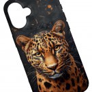 For iPhone 16 Leopard Wild Jungle Animal on Black Case