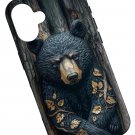 For iPhone 16 Black Bear Tree Case