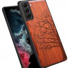 Wood Case for Galaxy S22 Case 2022 [Natural Wood and Black Soft TPU] and