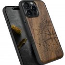Magnetic Wood Case for iPhone 16 Pro Max [Solid Wood and Black Soft TPU]