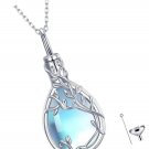 Urn Necklace for Ashes 925 Sterling Silver Moonstone/Angel Wing/Tree of Pendant