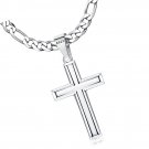 925 Sterling Silver Cross Necklace for Men Women, 5mm Stainless Steel