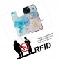 for iPhone 13 Mini Case Wallet with Card Holder, Pink Blue Marble Back
