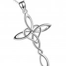Celtic Knot Cross Pendant Necklace Sterling Silver Religious Irish Infinity Love Celtic Knot Cross Pendant Necklace Sterling Silver Religious Irish Infinity Love