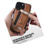 for iPhone 16 Pro Max Leather Case with Card Holder and Kickstand, [Compatible