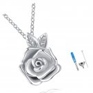 Rose Flower Urn Necklace Cremation Jewelry for Ashes S925 Sterling Silver urn