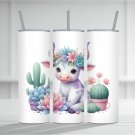 20oz Cow with Cactus Tumbler Wrap, Sublimation, PNG, Digital Download