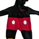 Disney Baby Vintage Fleece Footed Romper/Costume Mickey Mouse Ears Zip Front