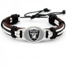Las Vegas Raiders Mens Womens Black Leather Bracelet Football