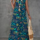 Women's Carnival in Brazil Cartoon Graphic Print V Neck Sleeveless Maxi Dress