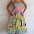 Women's Color Block Horse Art Print Cami Midi Dress