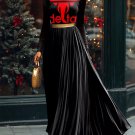 Women's Red Elephant Print Long Sleeve Maxi Dress