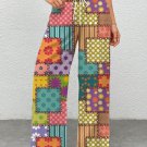 Women's Geometric Pattern Patchwork Hippie Art Print Casual Pants