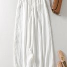 Women's Solid Cotton Linen High Waisted Wide Leg Loose Pants