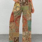 Women's Vintage Flower Pattern Patchwork Art Print Casual Pants