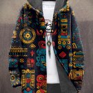 Men's Ethnic Patterns Mysticism Art Print Fleece Lined Hooded Trench Coat