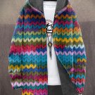 Men's Multicolor Wavy Art Print Hooded Trench Coat