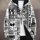 Men's Music Soul Letter Street Graffiti Art Print Fleece Lined Hooded Trench Coat