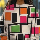 Women's Abstract Art Colorblock Plaid Print Casual Sweatshirt