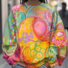 Women's Aesthetic Bright Colored Abstract Art Print Casual Sweatshirt