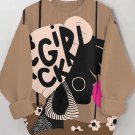 Women's Black Girl Art Print Casual Sweatshirt