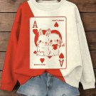 Women's Bunny Cupid Poker Print Casual Sweatshirt