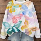 Women's Butterfly Oil Painting Print Casual Sweatshirt