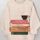 Women's Coffee Books And Repeat Art Print Casual Sweatshirt