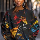 Women's Colorful Abstract Ethnic Pattern Art Print Casual Sweatshirt