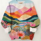 Women's Colorful Landscape Natural Scenery Art Print Cozy Sweatshirt