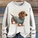 Women's Dachshund Dog Dog In Clothes Graphic Print Cozy Sweatshirt