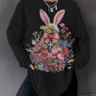 Women's Easter Rabbit Flowers Cross Printed Cozy Sweatshirt