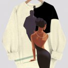 Women's Fashion Black Woman Sexy Back Art Print Casual Sweatshirt